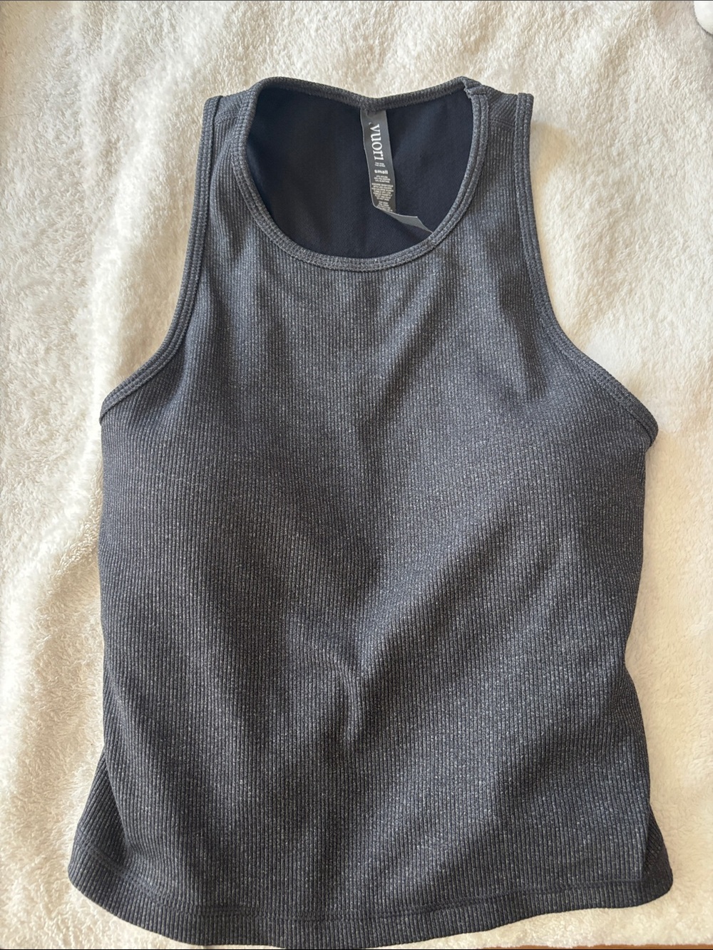Vuori Dark Heather Gray Ribbed Pose Plyo Tank